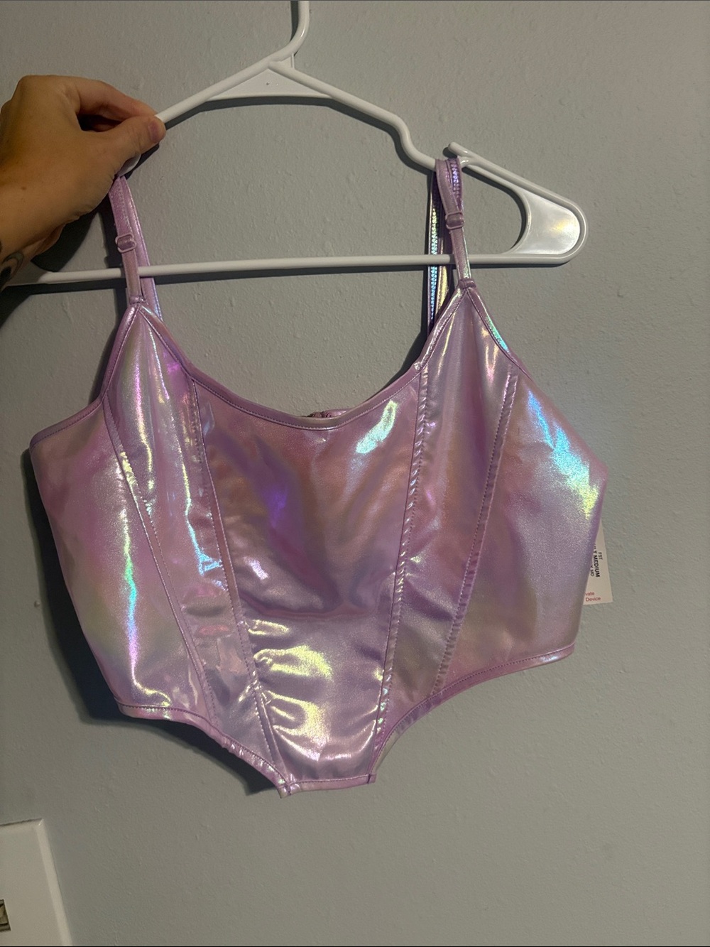 Iridescent Lavender Crop Bustier Top with Adjustable Straps